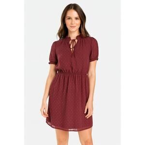Monteau Los Angeles Swiss Dot Short Sleeve Dress with Necktie – Size Medium